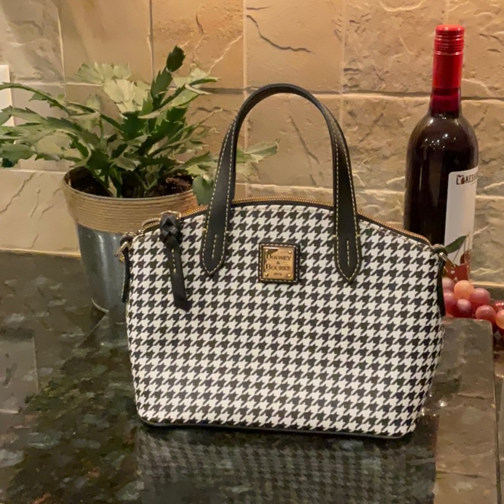 Dooney & Bourke Black and White Houndstooth Satchel